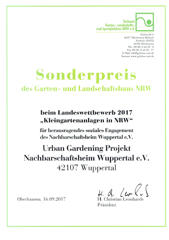 Sonderpreis des Garten- und Landschaftsbau NRW